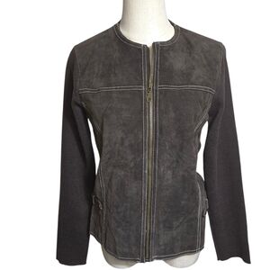 Escapade Brown Zip Up Suede Cardigan Sweatet